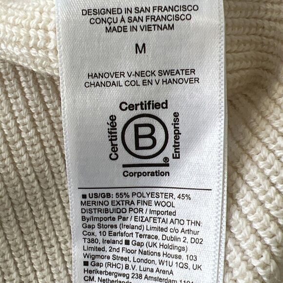 ATHLETA Merino Extra Fine Wool Blend Rib Knit Hanover Vneck Minimalist Sweater M - Picture 11 of 11
